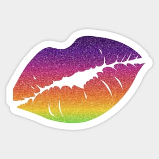 Bright Rainbow Ombre Faux Glitter Lips Sticker